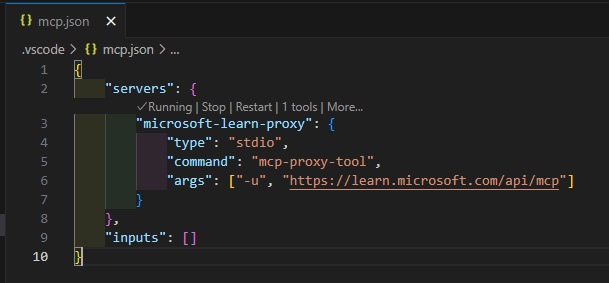 VSCode mcp.json workspace file