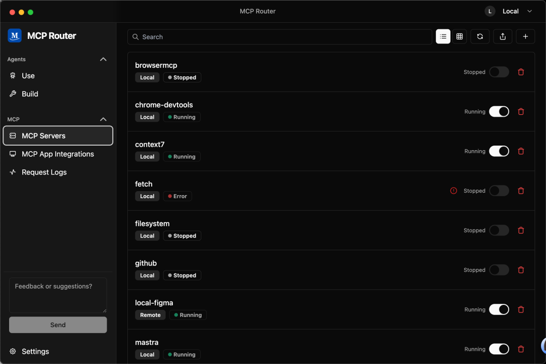 统一的 MCP servers 管理界面