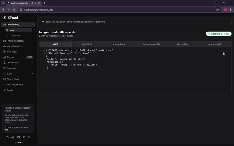 Image 22: Detailed request log viewer with filtering options, showing request/response pairs and token usage