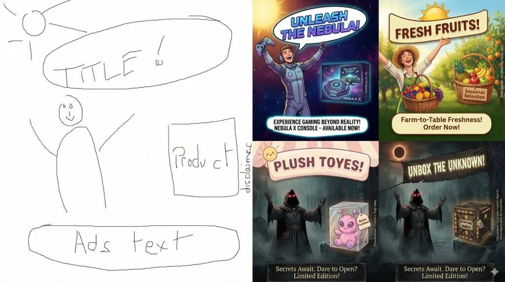 草图 -> 最终广告